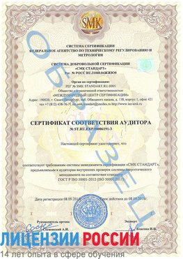 Образец сертификата соответствия аудитора №ST.RU.EXP.00006191-3 Звенигород Сертификат ISO 50001